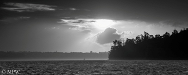 Sunset in Auckland looking from Westhaven across Kauri Point Centenial Park